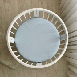 Protecție saltea rotundă pentru pătuț bebe/copii cu elastic, 70 x 70 cm, culoare albastru